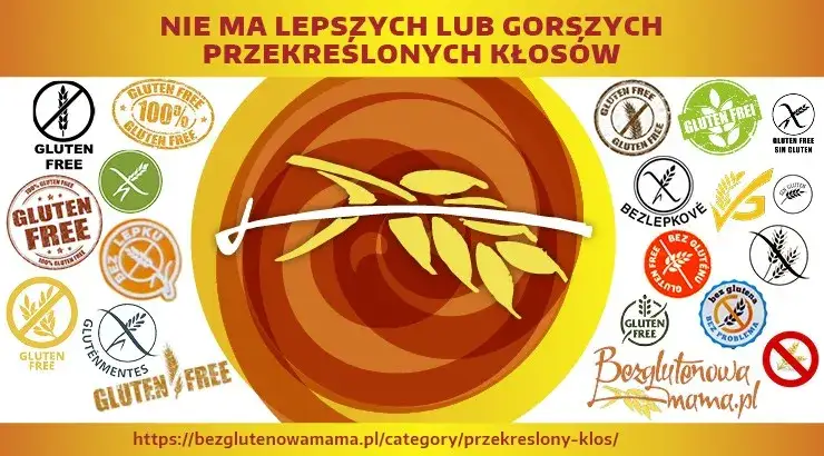 etykieta chleba bezglutenowego przekreślony kłos